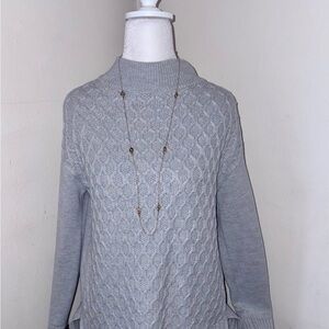 Talbots Gray Cowl Neck Sweater with Cable Knit